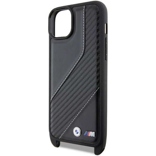 BMW M Edition Carbon Stripe & Strap-etui til iPhone 15 Plus / 14 Plus - sort