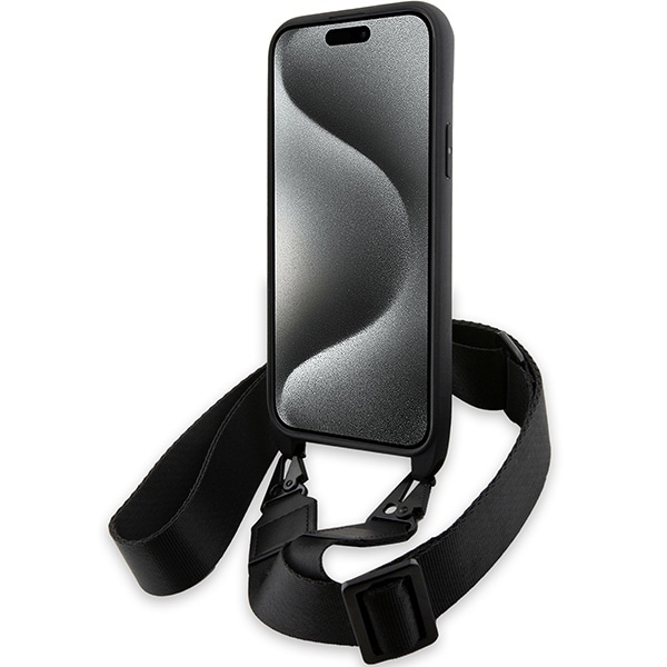 BMW M Edition Carbon Tricolor Lines & Strap-etui til iPhone 15 Plus / 14 Plus - sort