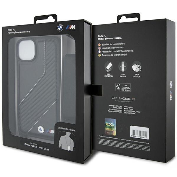 BMW M Edition Carbon Stripe & Strap-fodral till iPhone 15 / 14 / 13 - svart