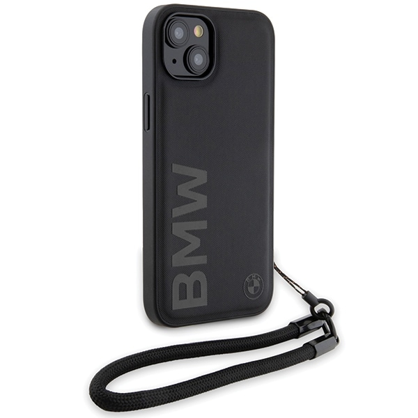 BMW Signature Leather Wordmark sladdfodral för iPhone 15/14/13 - Svart