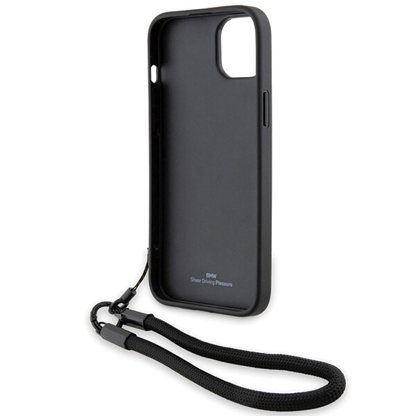 BMW Signature Leather Wordmark sladdfodral för iPhone 15/14/13 - Svart