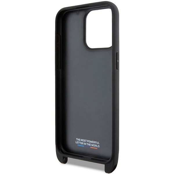 BMW M Edition Carbon Tricolor Lines & Strap-fodral för iPhone 15 Pro Max - svart