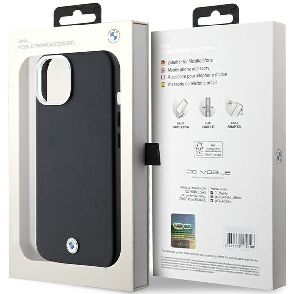 BMW Signature Wrapped Metal MagSafe-etui til iPhone 14/15/13 - Sort