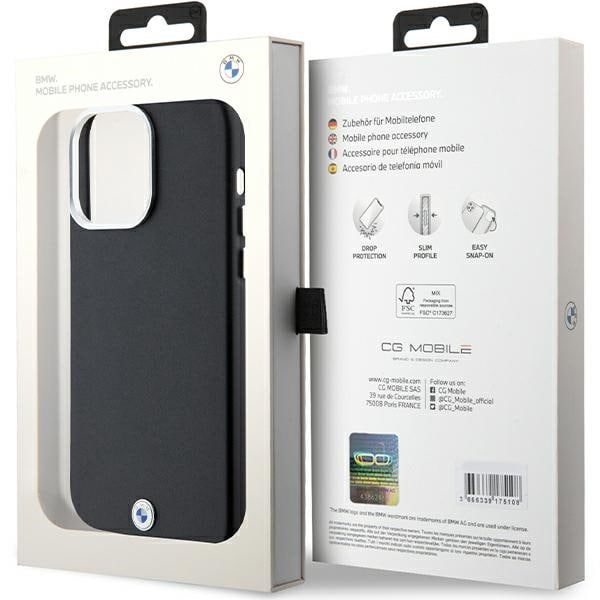 BMW Signature Wrapped Metal MagSafe-etui til iPhone 15 Pro Max - sort