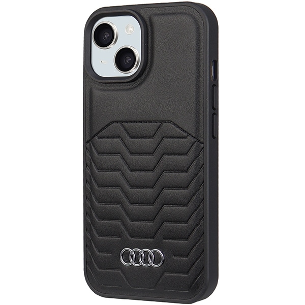 Audi syntetisk læderetui med MagSafe til iPhone 15/14/13 - Sort