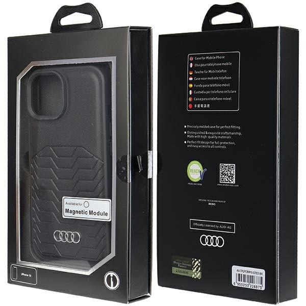 Audi syntetisk læderetui med MagSafe til iPhone 15/14/13 - Sort