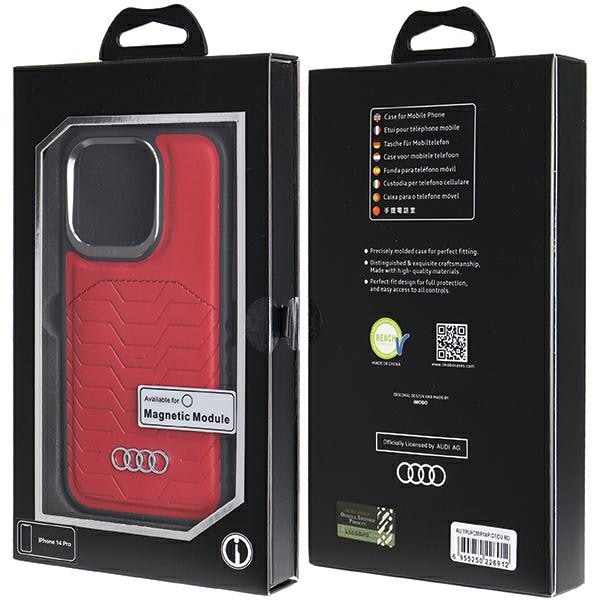 Audi syntetisk læderetui med MagSafe til iPhone 14 Pro - rød