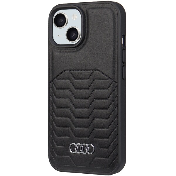 Audi syntetisk læderetui med MagSafe til iPhone 15 Plus / 14 Plus - Sort