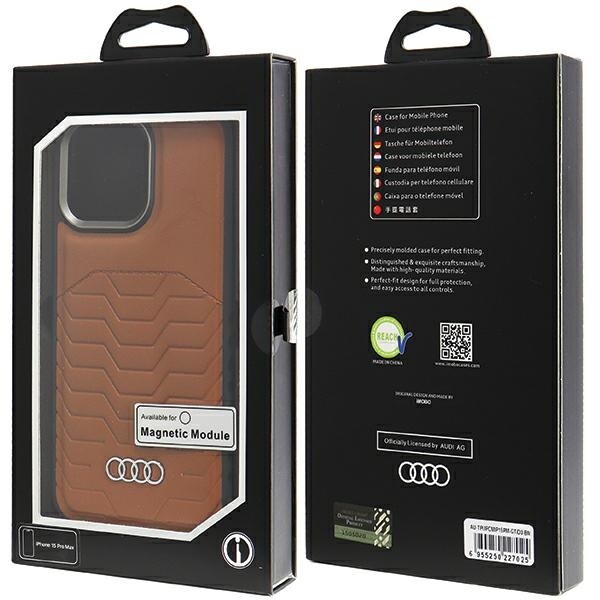 Audi syntetisk læderetui med MagSafe til iPhone 15 Pro Max - brun