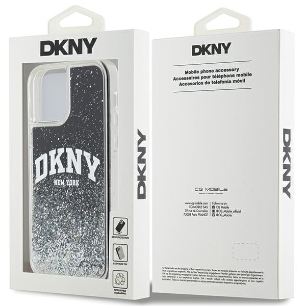 DKNY Liquid Glitter Big Logo iPhone 12 Pro/12-etui - Sort