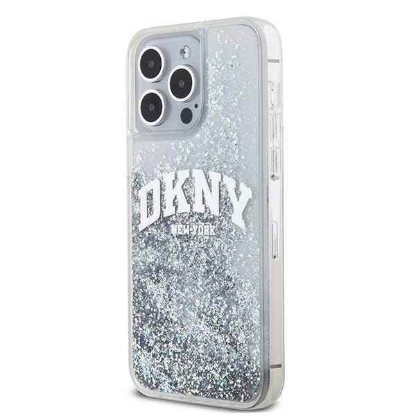 DKNY Liquid Glitter Big Logo etui til iPhone 15 Pro - hvid
