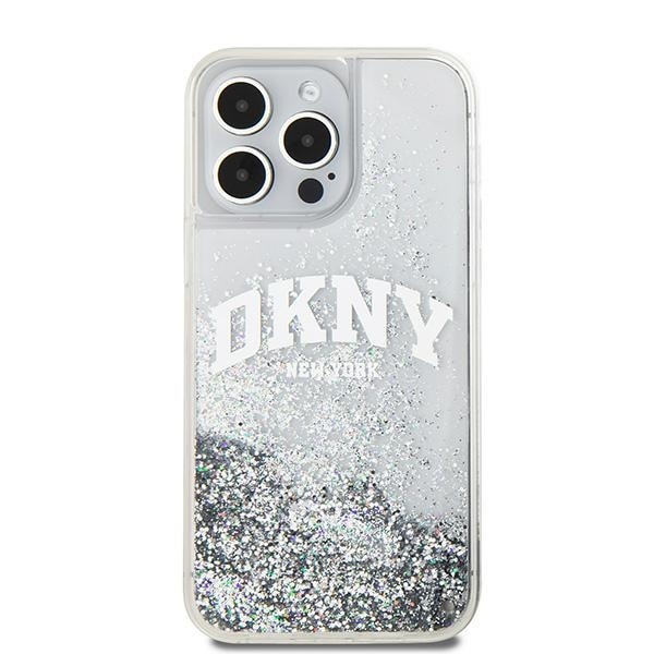 DKNY Liquid Glitter Big Logo etui til iPhone 15 Pro - hvid