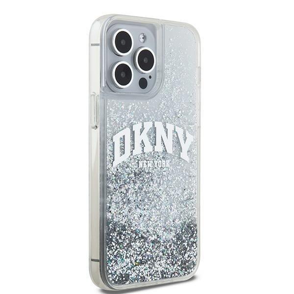 DKNY Liquid Glitter Big Logo etui til iPhone 15 Pro - hvid