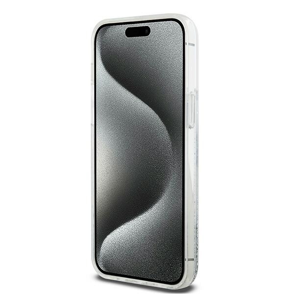 DKNY Liquid Glitter Big Logo etui til iPhone 15 Pro - hvid
