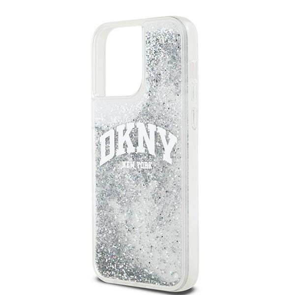 DKNY Liquid Glitter Big Logo etui til iPhone 15 Pro - hvid