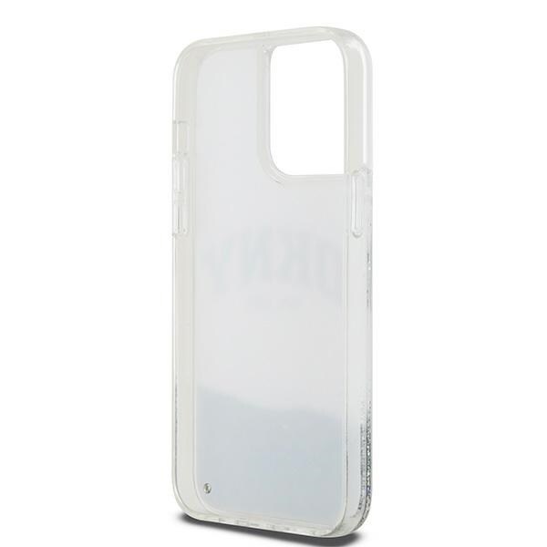 DKNY Liquid Glitter Big Logo etui til iPhone 15 Pro - hvid