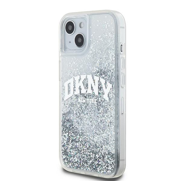 DKNY Liquid Glitter Big Logo etui til iPhone 15 / 14 / 13 - hvid