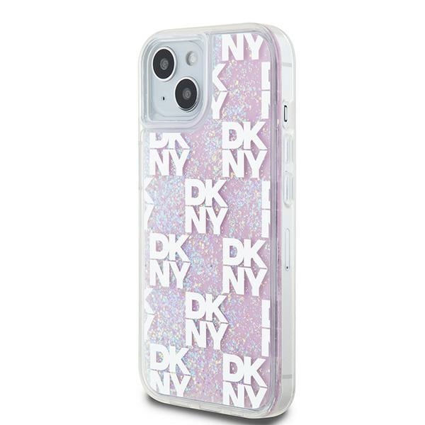 DKNY Liquid Glitter Multilogo etui til iPhone 15 / 14 / 13 - pink