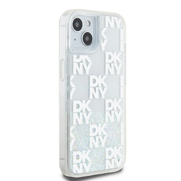DKNY Liquid Glitter Multilogo etui til iPhone 15 / 14 / 13 - hvid