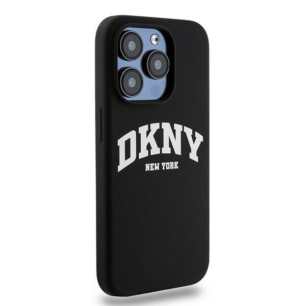 DKNY Liquid Silicone White Printed Logo MagSafe iPhone 14 Pro-etui - Sort