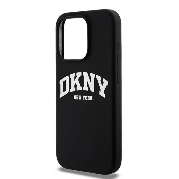 DKNY Liquid Silicone White Printed Logo MagSafe iPhone 14 Pro-etui - Sort