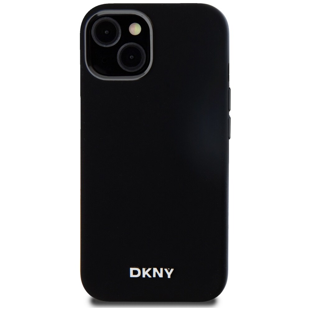 DKNY Liquid Silicone Small Metal Logo MagSafe-fodral för iPhone 14/15/13 - Svart