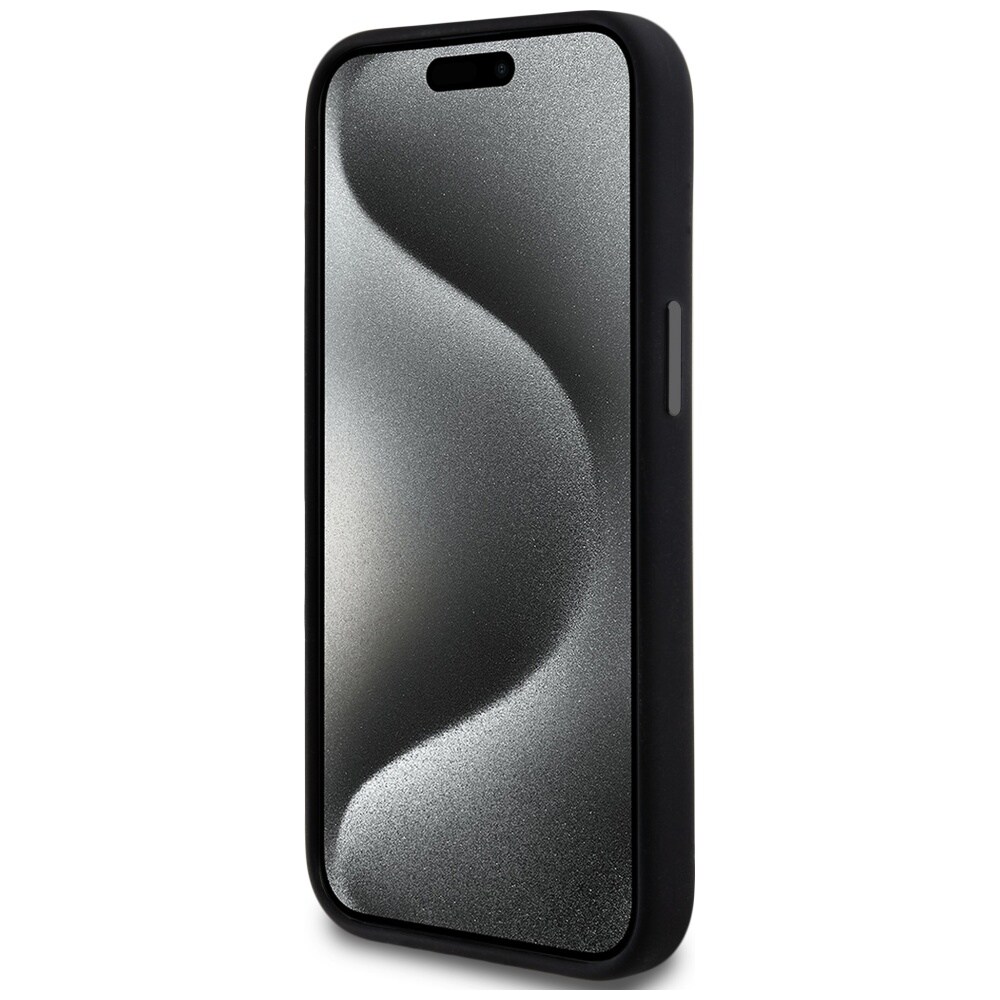 DKNY Liquid Silicone Small Metal Logo MagSafe-fodral för iPhone 14/15/13 - Svart