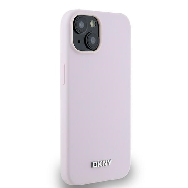 DKNY Liquid Silicone Small Metal Logo MagSafe-etui til iPhone 14/15/13 - Pink