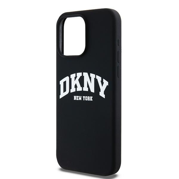 DKNY Liquid Silicone White Printed Logo MagSafe iPhone 14 Pro Max-etui - Sort