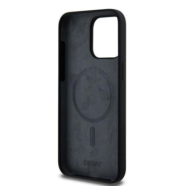 DKNY Liquid Silicone White Printed Logo MagSafe iPhone 14 Pro Max-etui - Sort