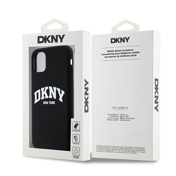 DKNY MagSafe-fodral i flytande silikon med vit tryckt logotyp för iPhone 11/Xr - Svart