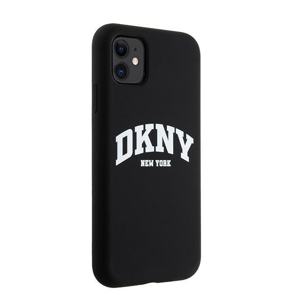 DKNY MagSafe-fodral i flytande silikon med vit tryckt logotyp för iPhone 11/Xr - Svart