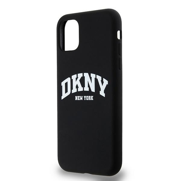DKNY MagSafe-fodral i flytande silikon med vit tryckt logotyp för iPhone 11/Xr - Svart
