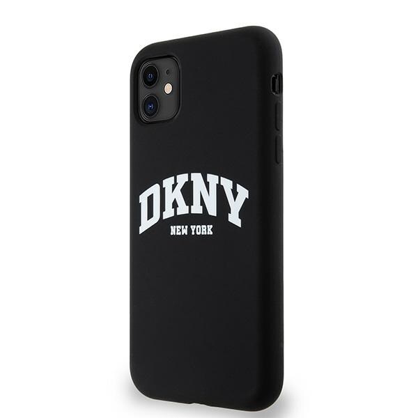DKNY MagSafe-fodral i flytande silikon med vit tryckt logotyp för iPhone 11/Xr - Svart