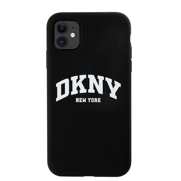 DKNY MagSafe-fodral i flytande silikon med vit tryckt logotyp för iPhone 11/Xr - Svart