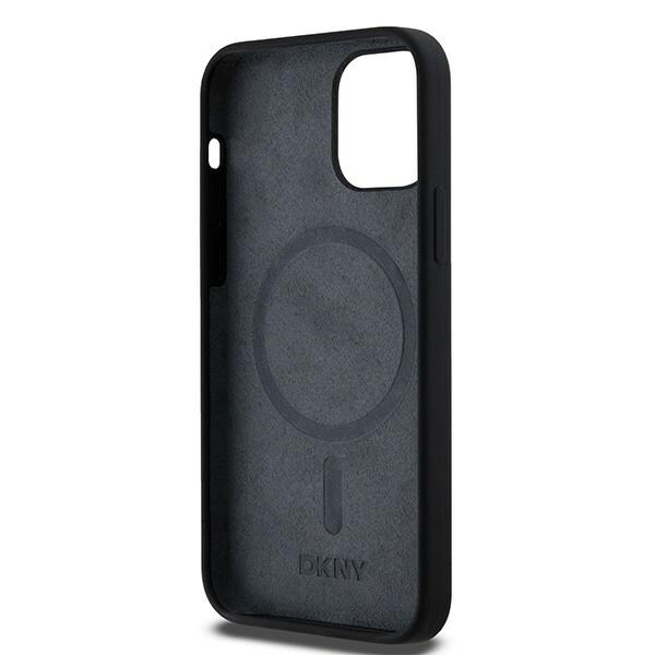 DKNY Liquid Silicone White Printed Logo MagSafe-etui til iPhone 12/12 Pro - Sort