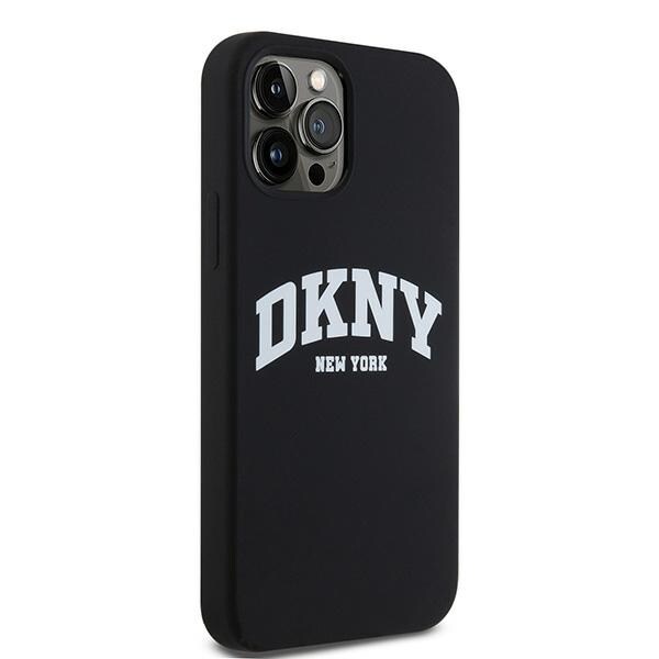 DKNY Liquid Silicone White Printed Logo MagSafe-etui til iPhone 12/12 Pro - Sort