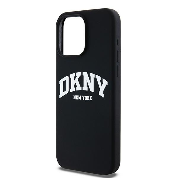 DKNY Liquid Silicone White Printed Logo MagSafe iPhone 13 Pro Max-etui - Sort