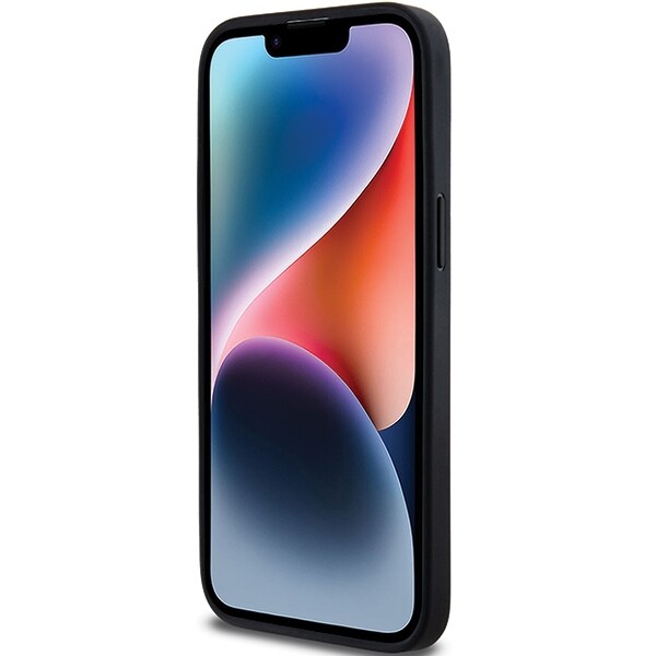 DKNY läderfodral med monostripe och metallogo för iPhone 14 Pro - svart