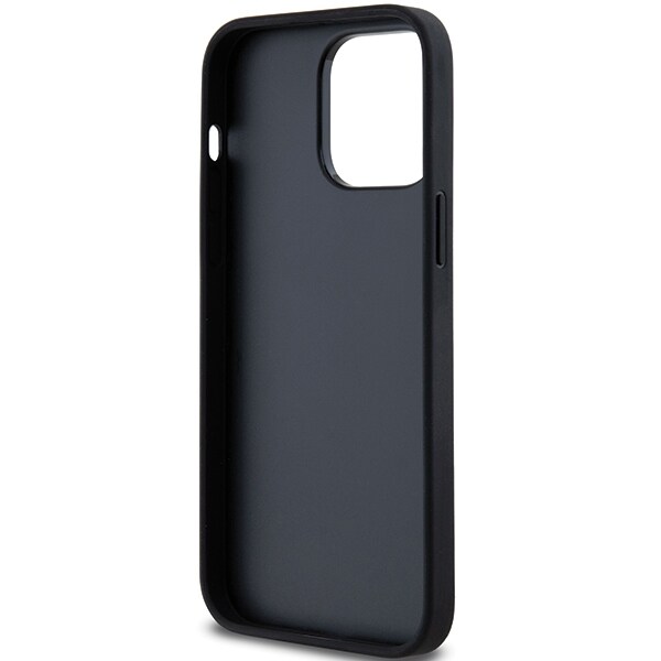 DKNY läderfodral med monostripe och metallogo för iPhone 14 Pro - svart