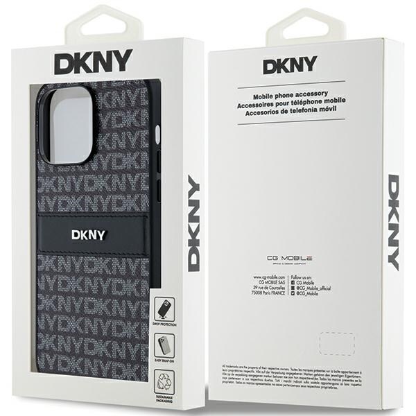 DKNY läderfodral med monostripe och metallogo för iPhone 14 Pro - svart