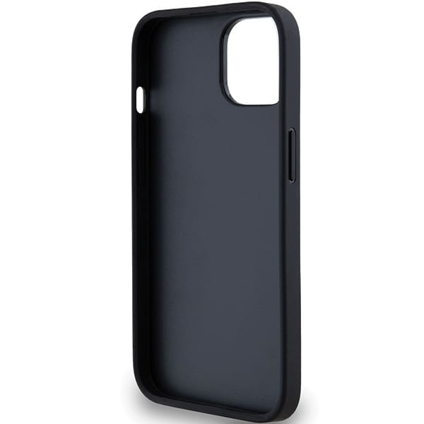 DKNY läderfodral med monostripe och metallogo för iPhone 15/14/13 - Svart