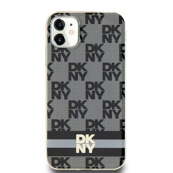 DKNY IML Checkered Mono Pattern & Printed Stripes MagSafe-etui til iPhone 11 / Xr - Sort