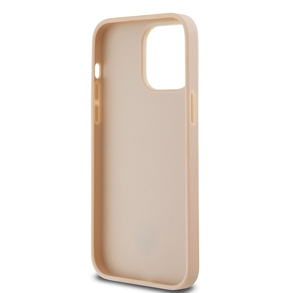 DKNY læderetui med ternet ensfarvet mønster og trykte striber til iPhone 14 Pro Max - pink