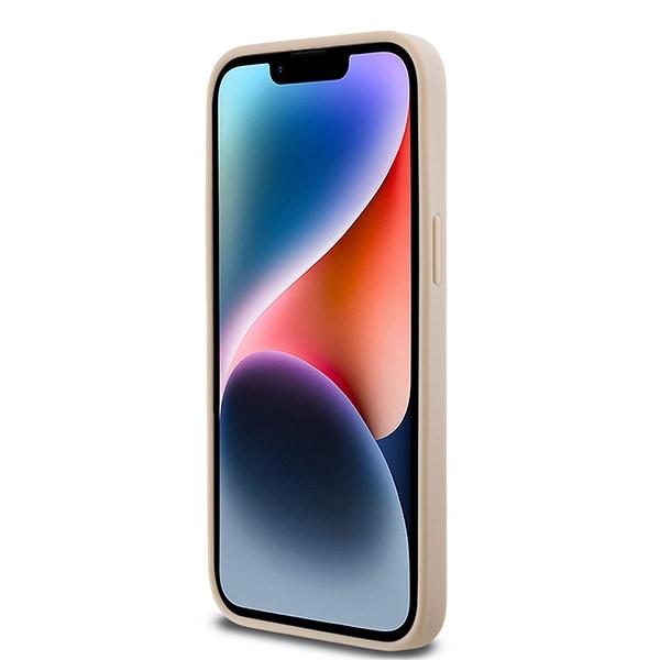 DKNY læderetui med monostribe og metallogo til iPhone 14 Pro Max - pink