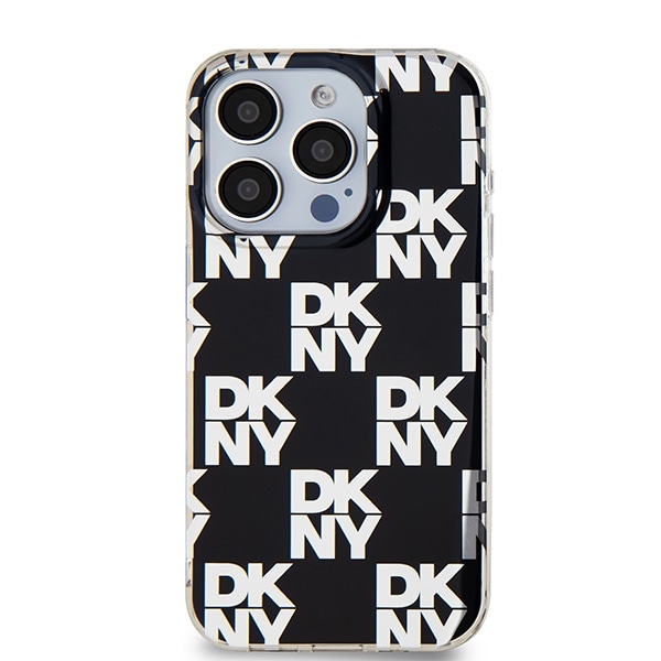 DKNY IML Checkered Mono Pattern etui til iPhone 15 Pro - sort
