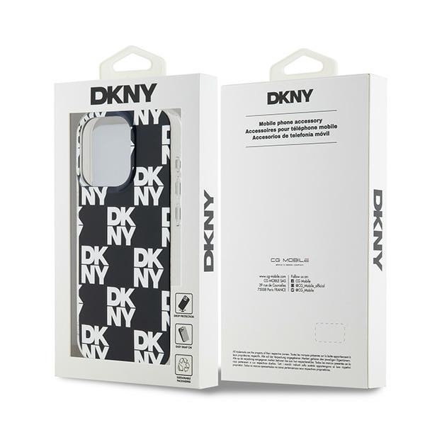 DKNY IML Checkered Mono Pattern etui til iPhone 15 Pro - sort
