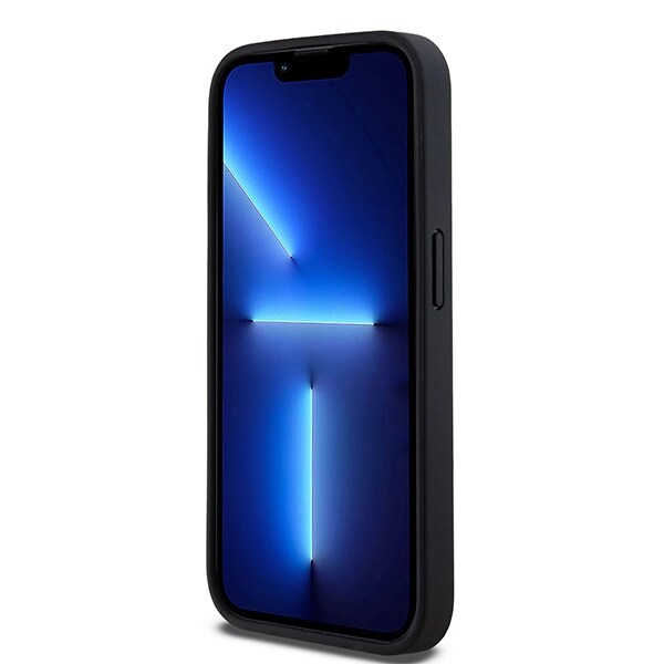 DKNY læderetui med monostribe og metallogo til iPhone 15 Pro Max - sort
