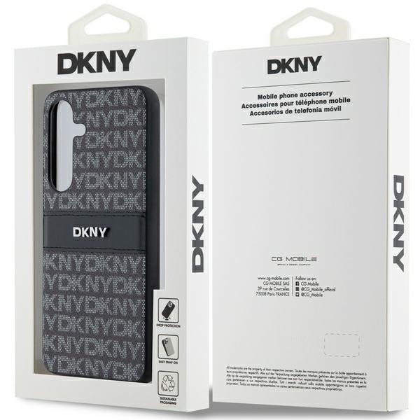 DKNY läderfodral med monostripe och metallogo för Samsung Galaxy S24 - svart