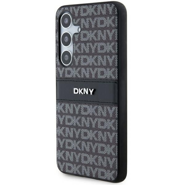 DKNY läderfodral med monostripe och metallogo för Samsung Galaxy S24 - svart